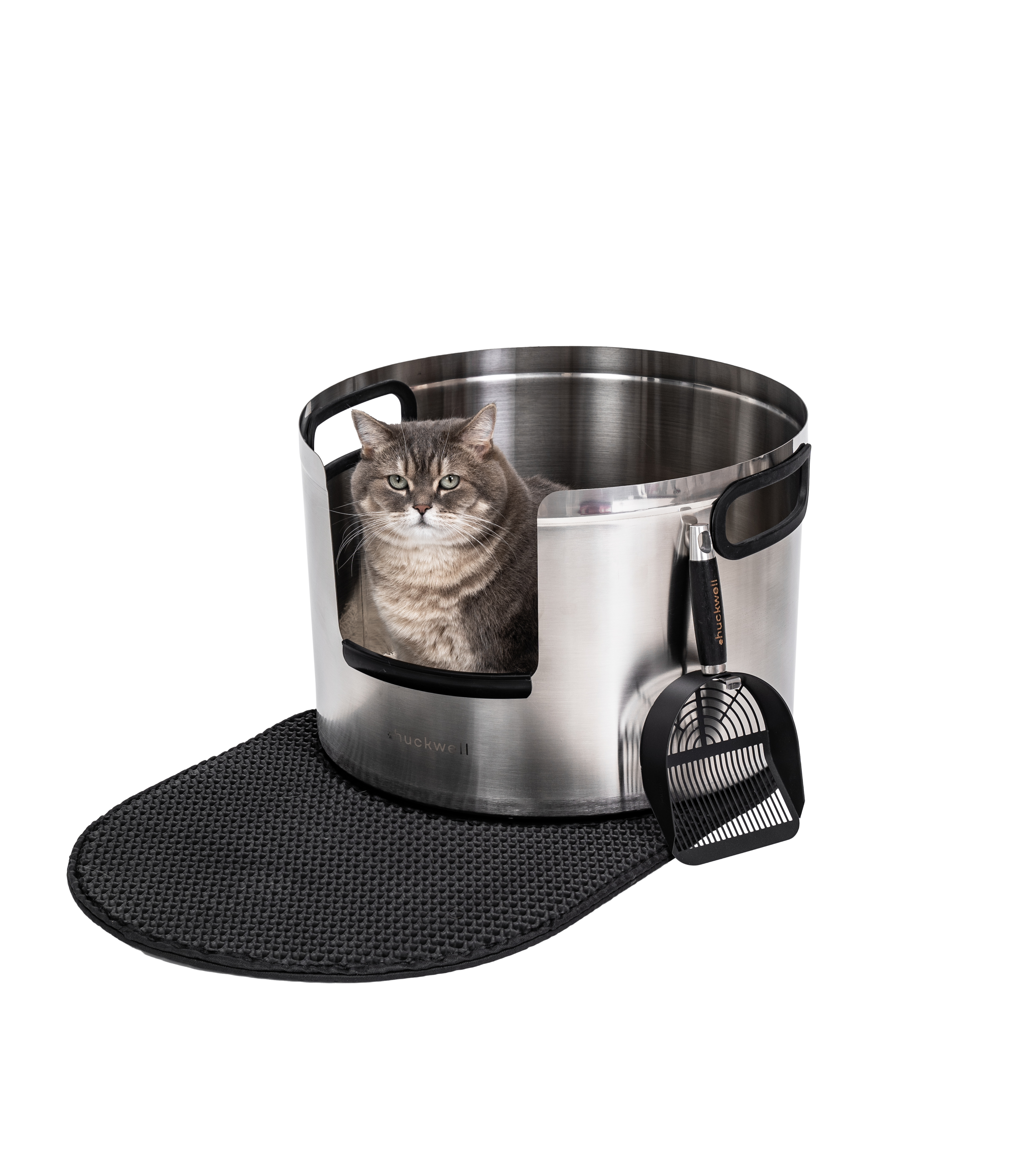 Halo Arctic stainless steel cat litter box lifestyle shot in home